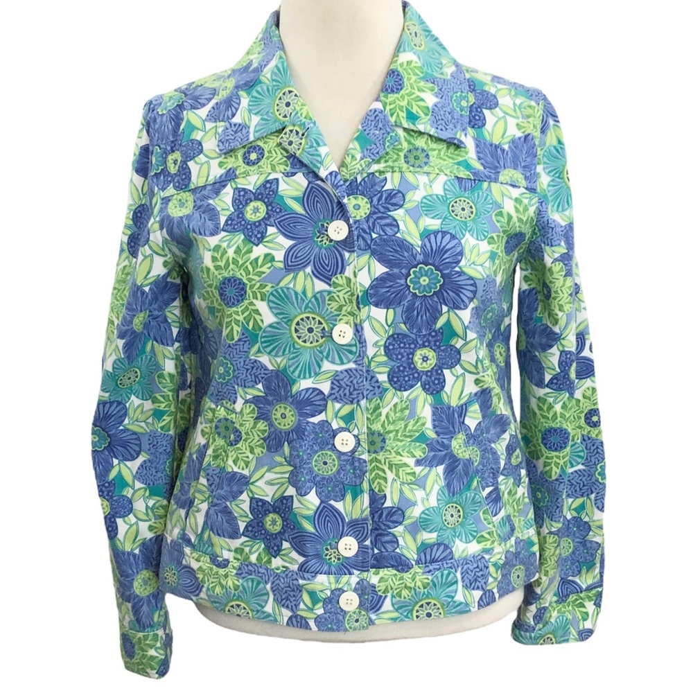 Appleseed’s Y2K Vintage Colorful Floral Casual Blazer Jacket Small Petite
